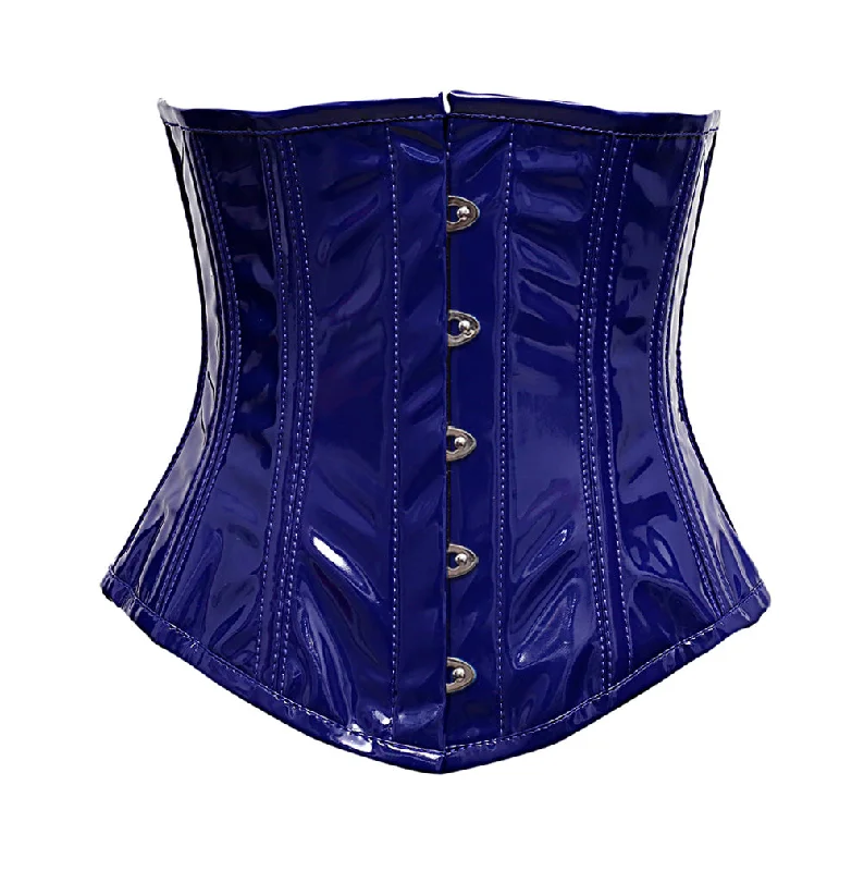 Aurtonvic Steel Bone Blue PVC Vinyl Underbust Corset