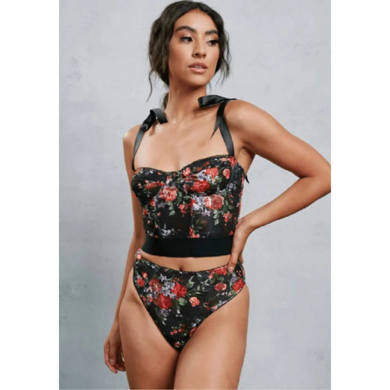 Black Floral Underwire bustier