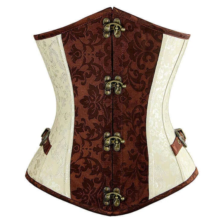 Brown & Cream Steel-Boned Underbust