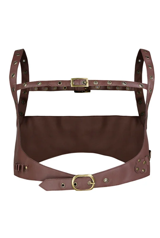 Brown Steampunk Pleather Underbust Harness