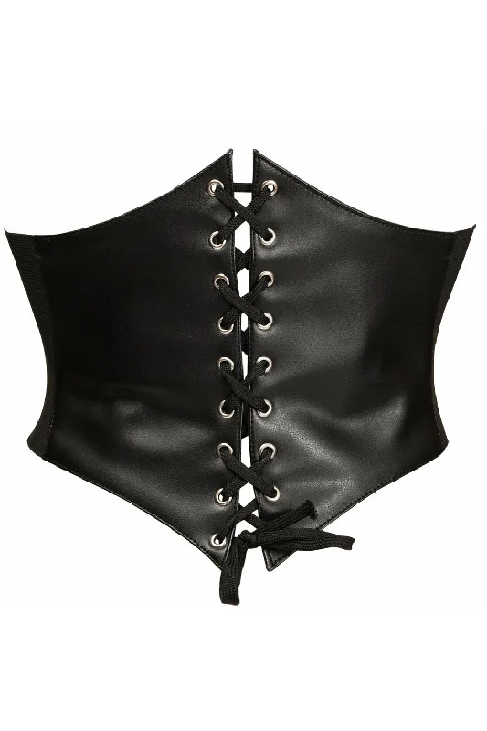 Daisy Corset Lavish Black Faux Leather Corset Belt Cincher