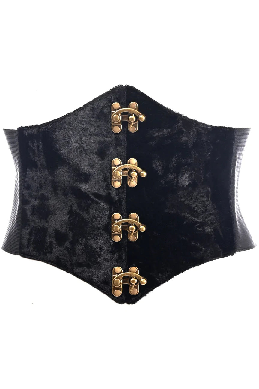 Daisy Corsets Black Velvet Corset Belt w/Clasps