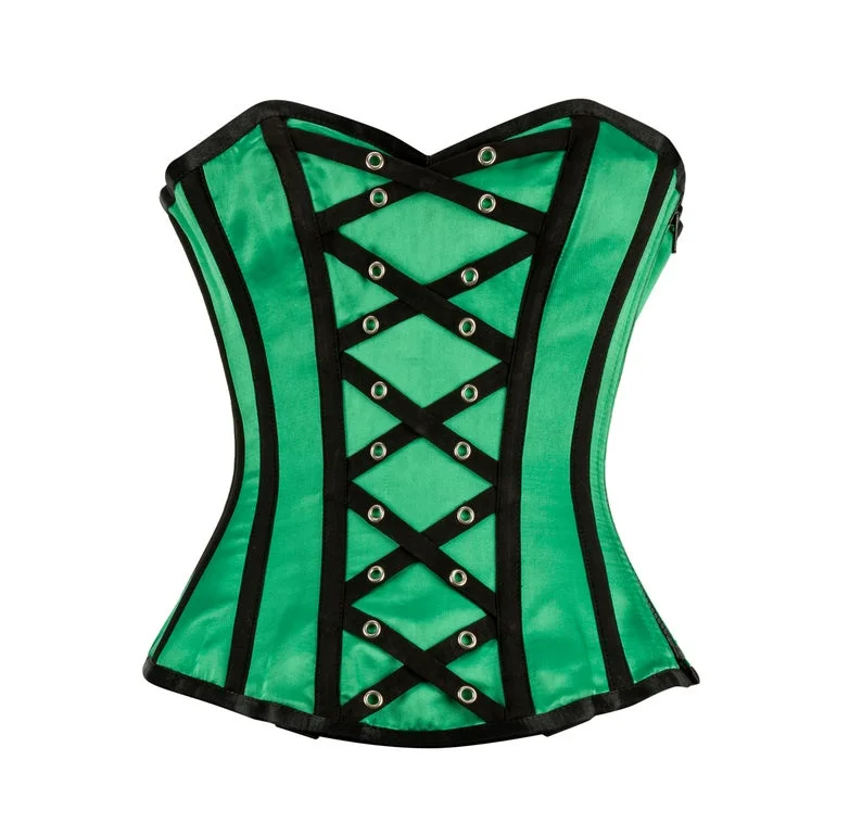 Deschamps Green Satin Overbust Corset