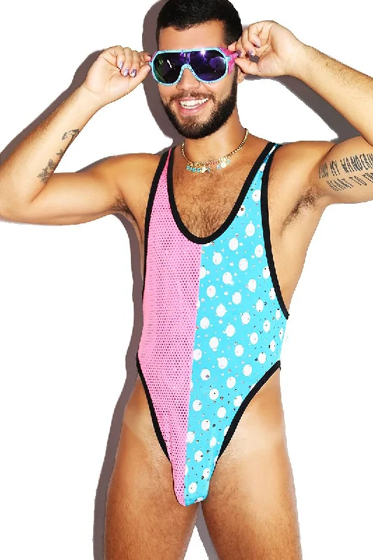 Bubble Gum Polka Dot Bikini Bodysuit- Blue