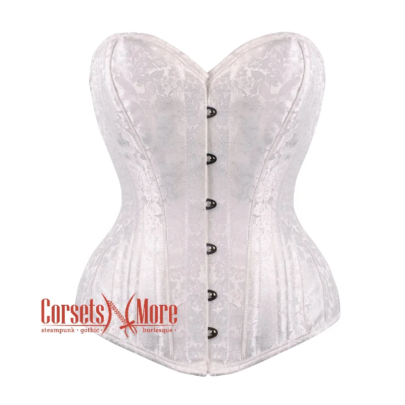 Plus Size White Brocade Burlesque Gothic overerbust Corset Bustier Top