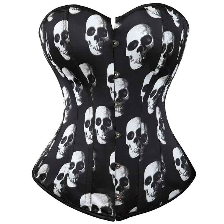 Women's Skull Print Gothic Vintage Corset Overbust Body Shaper