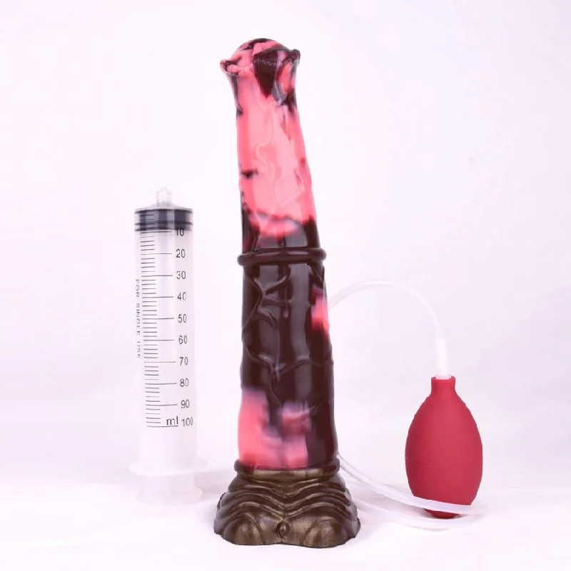 10 Inches Silicone Suction Cup Squirting Dildo