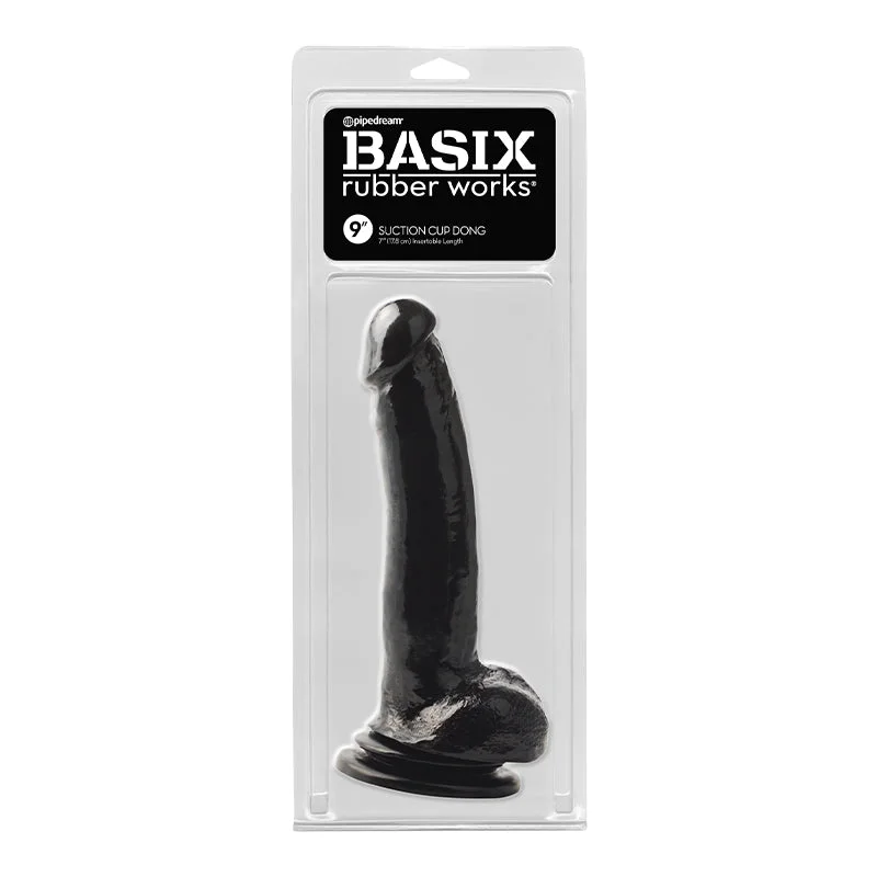 Basix Rubber Works 9 Inch Suction Cup Dong - Black