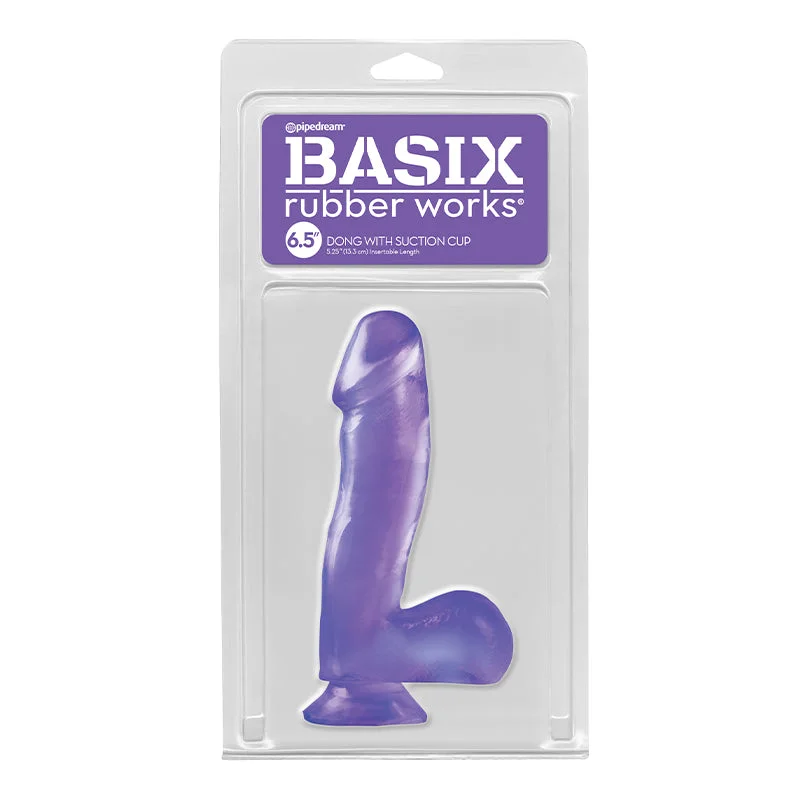 Basix Rubber Works 6.5 inches Dong With Suction Cup Purple