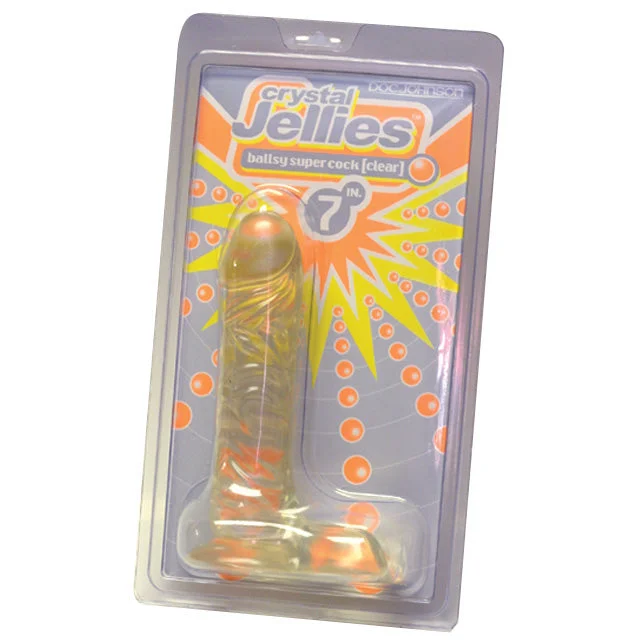 Crystal Jellies 7 Inch Ballsy Supercock - Clear