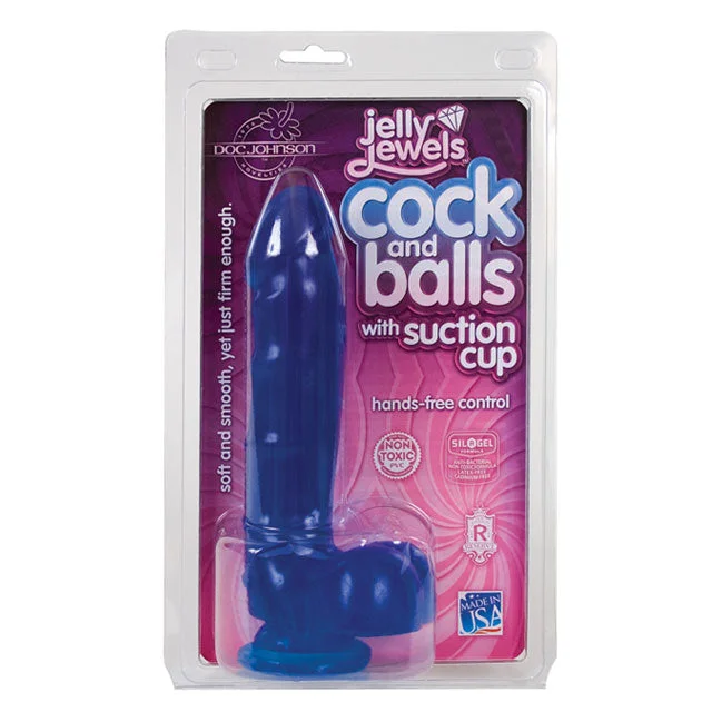 Jelly Jewels Cock Balls Suction Cup Sapphire Blue