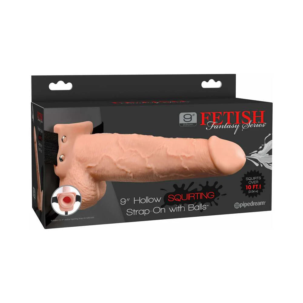 Pipedream Fetish Fantasy Series 9 in. Hollow Squirting Strap-On With Balls