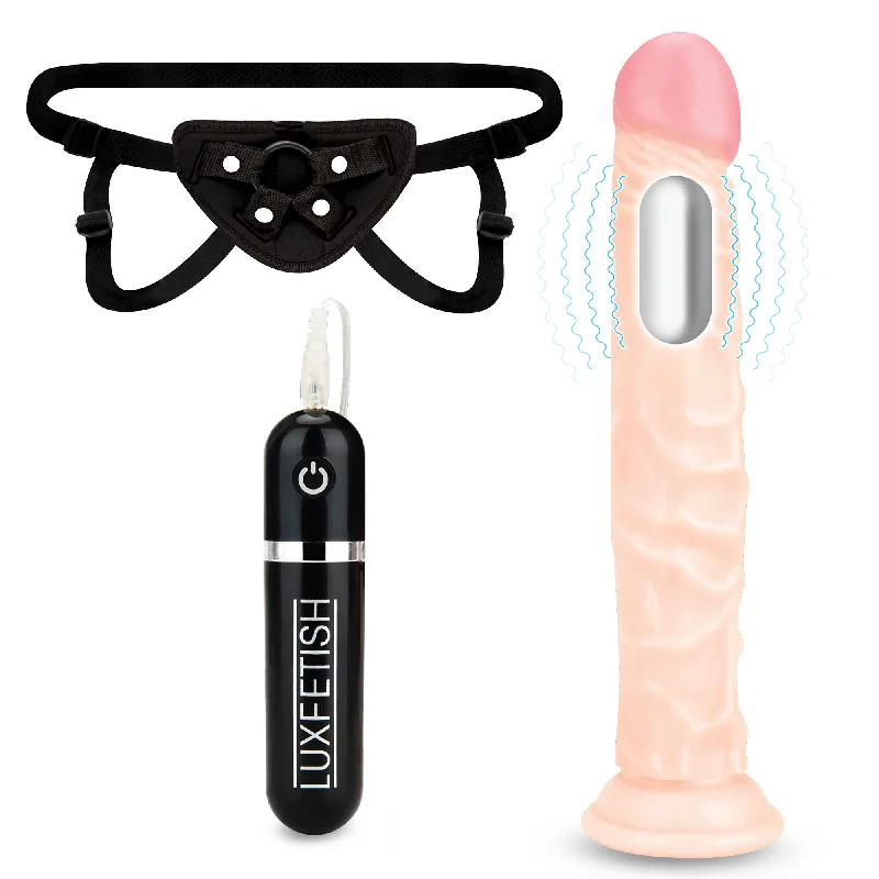 8.5" Realistic Vibrating Dildo & Strap-on Harness Set