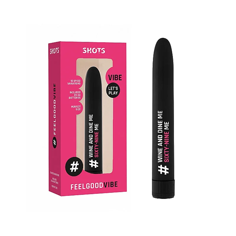 Shots FeelGood Vibe '#Wine and Dine Me; Sixty-Nine Me' Slimline Vibrator Black