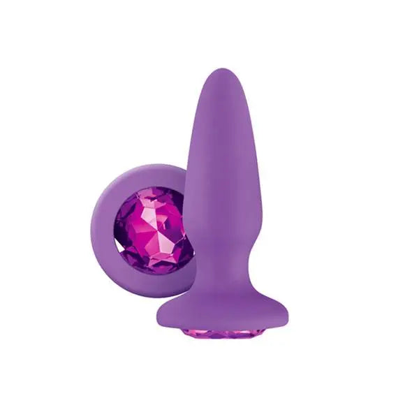 5-inch Ns Novelties Purple Silicone Anal Butt Plug with Purple Gem