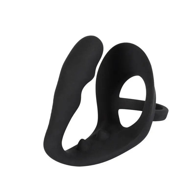 5-inch You2toys Black Vibrating Cock Ring with Butt Plug