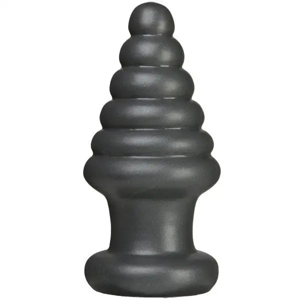 9-inch Doc Johnson Grey Ribbed Large Butt Plug