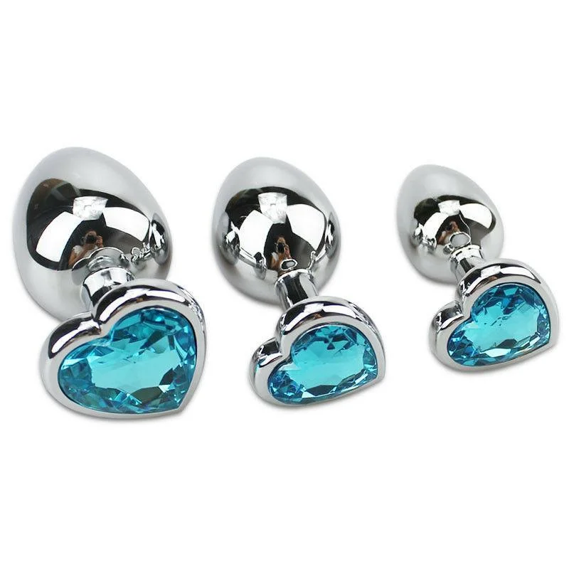 Butt Plug - Metal Heart Anal Plug - Turquoise Gem - (3 Sizes Available)