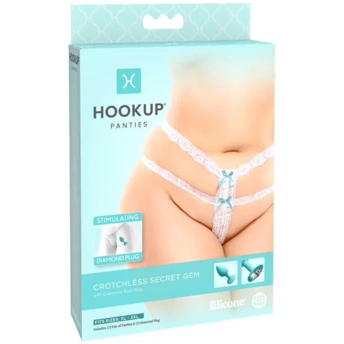 HOOKUP CROTCHLESS SECRET GEM ANAL PLUG- FITS SIZE XL-XXL