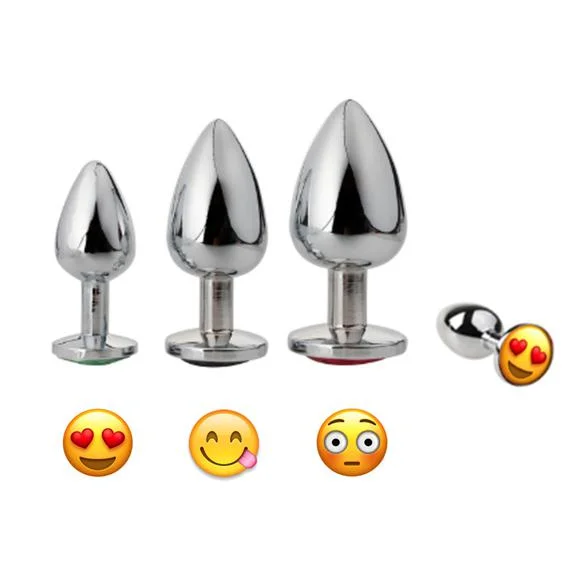 Butt Plug - Metal Emoji Anal Plug - Each Size has a Different Emotion