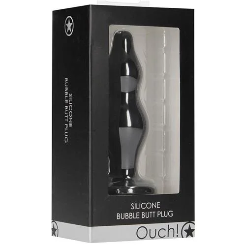 Ouch!  Silicone Bubble Butt Plug - Black