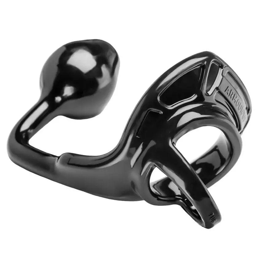 Perfect Fit Black Medium Anal Butt Plug with Cock and Ball Ring