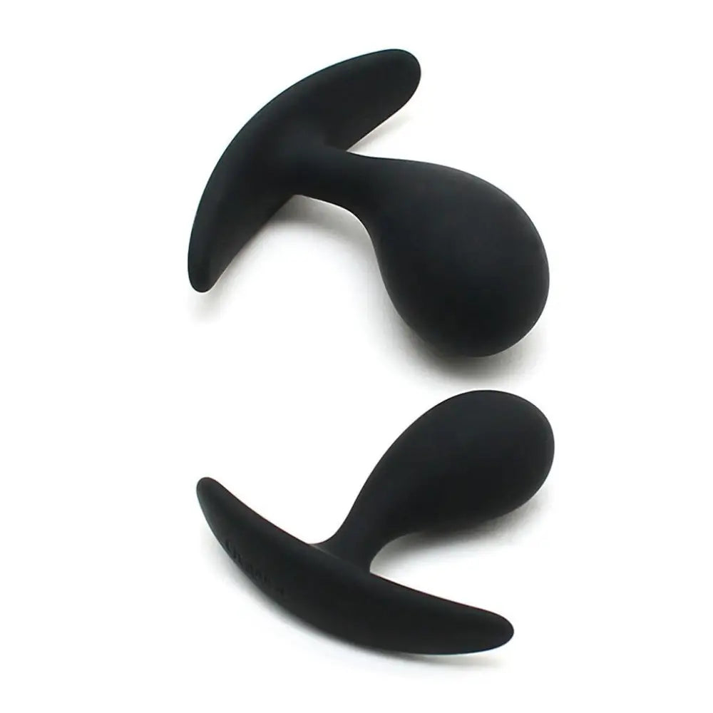 Rimba Silicone Black Duo Anal Butt Plug Set