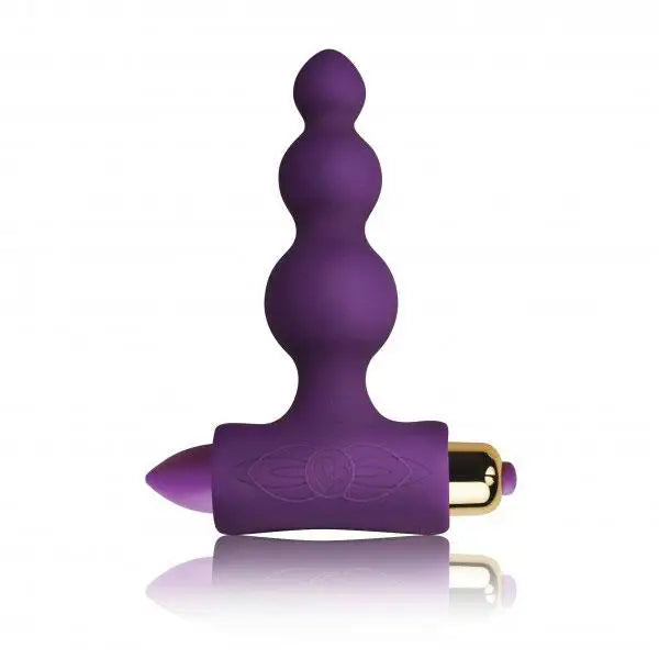 Rocks off Silicone Purple Ribbed Butt Plug with 7-functions