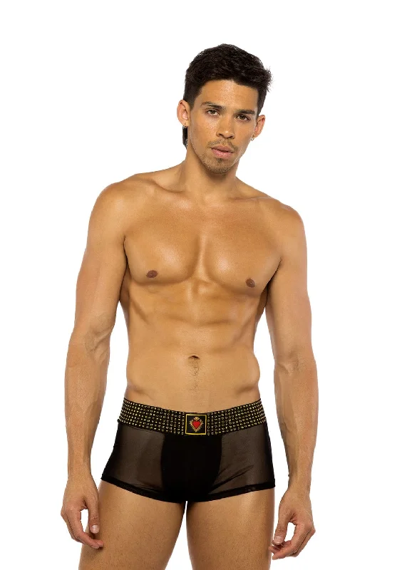 Black Sacred Heart w/ Stud Elastic Men Trunks Underwear